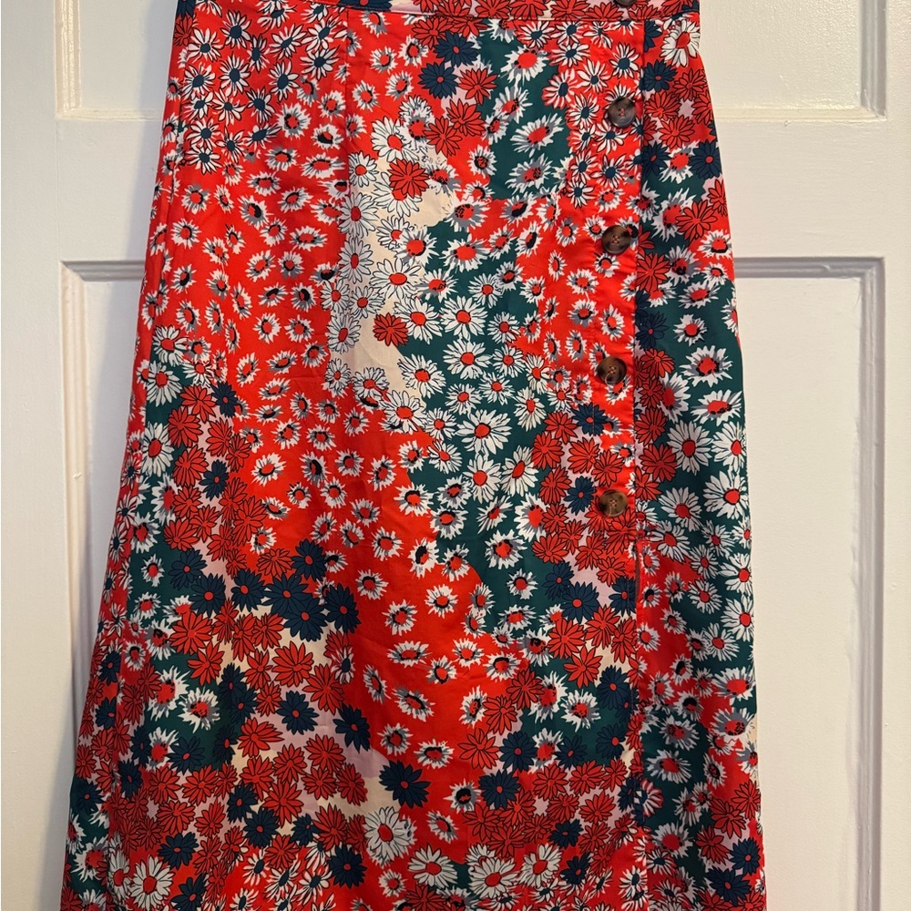 Floral Red and Green Women's Skirt
